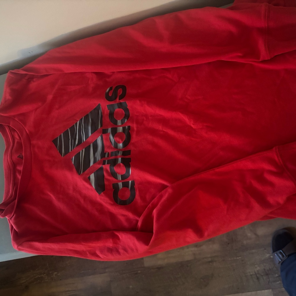 Adidas Bold Red Crewneck with Black Logo